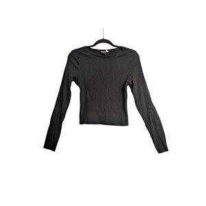 Universal Black Ribbed Long Sleeve Top Medium